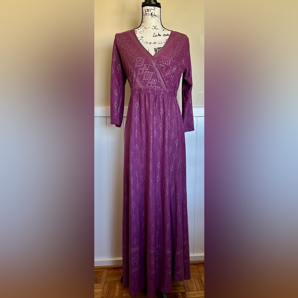 Nurture- Purple Long Sleeve A-line Dress, small